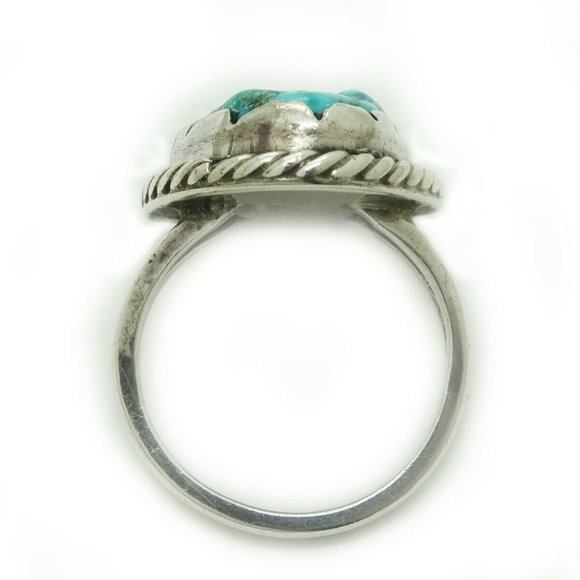 Southwestern Turquoise Nugget Split Shank Ring Sterling Silver Size 6.75 - Picture 4 of 5